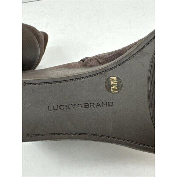 Lucky Brand NWOB Zorlina Wedge Bootie 10M Suede + Textile Upper Brown Zipper - Picture 16 of 16